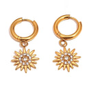 Sunburst Crystal Drop Huggie Hoop Earrings - SEIYI