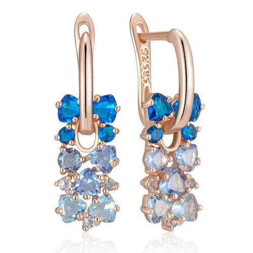 Rose Gold Blue Ombre Zircon Drop Earrings