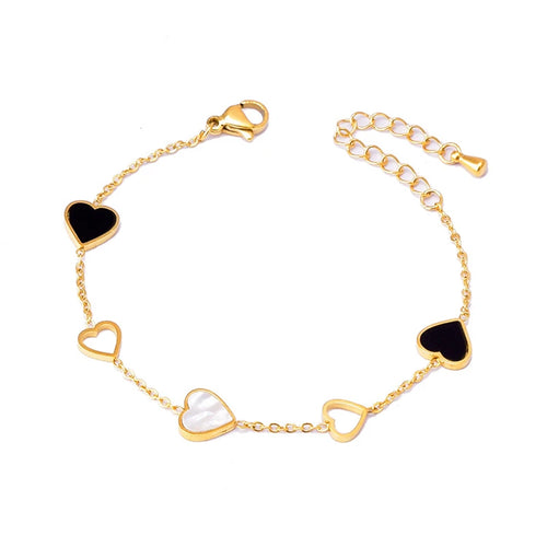 Heart Charm Shell & Enamel Bracelet