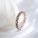 Rainbow Zircon Full Eternity Rose Gold Ring - SEIYI
