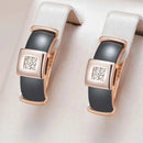 Rose Gold Black Ceramic Zircon Drop Earrings