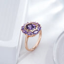 Purple Zircon Sunburst Rose Gold Statement Ring - SEIYI