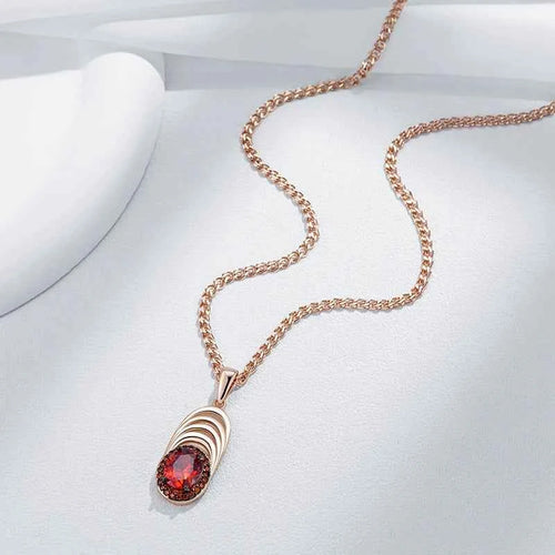 Vintage Red Zircon Layered Pendant Necklace