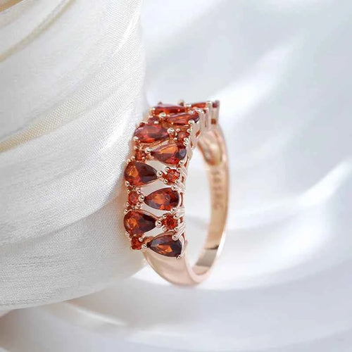 Fire Red Teardrop Zircon Statement Ring