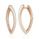 Rose Gold Black Enamel Zircon Hoop Earrings