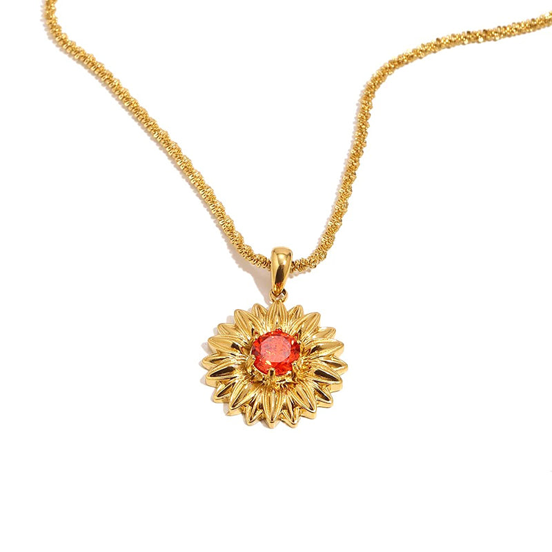 Sunflower Colored Zircon Pendant Necklace - SEIYI