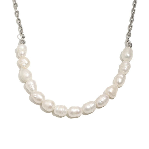 Baroque Pearl Link Choker Necklace - SEIYI
