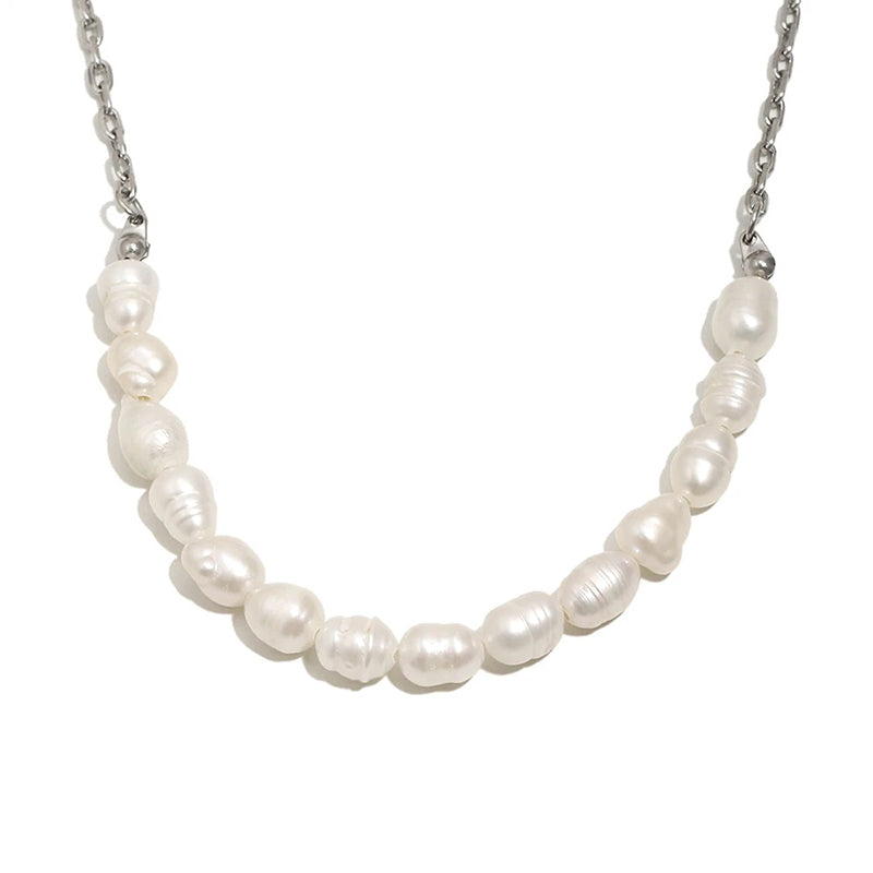 Baroque Pearl Link Choker Necklace - SEIYI