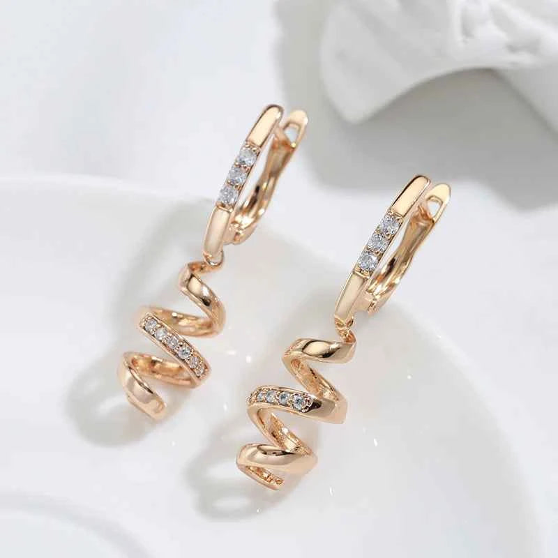Natural Zircon Geometry Rotate Earrings