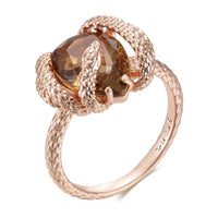 Snake-Encircled Brown Zircon Statement Ring