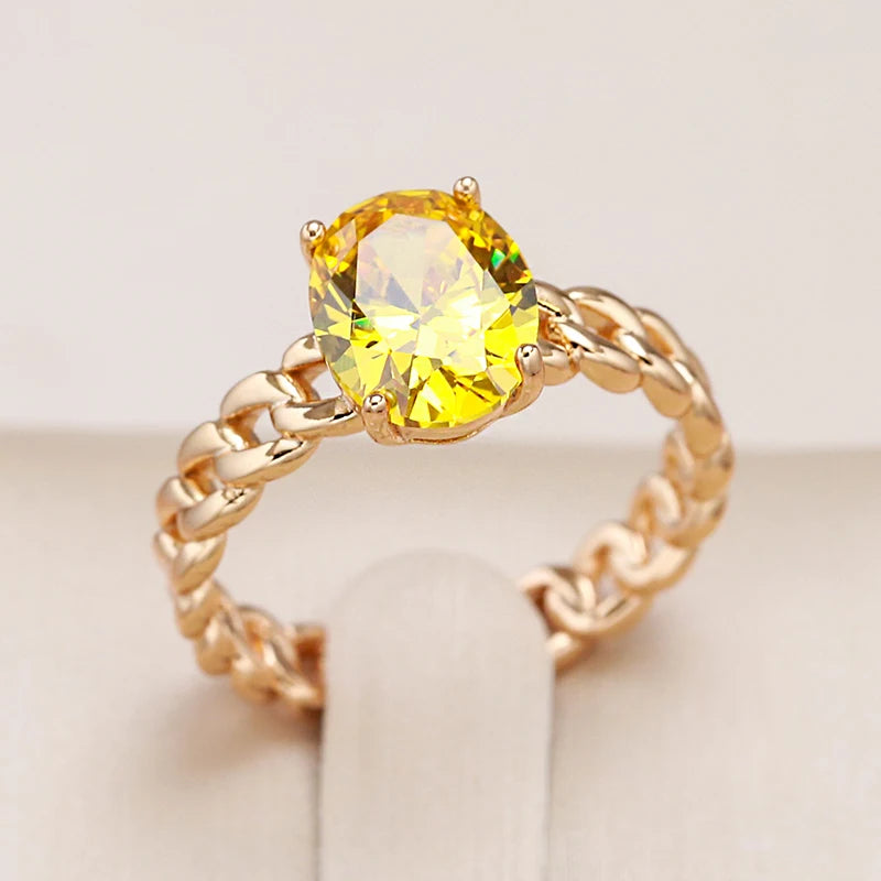 Rose Gold Yellow Natural Zircon Ring