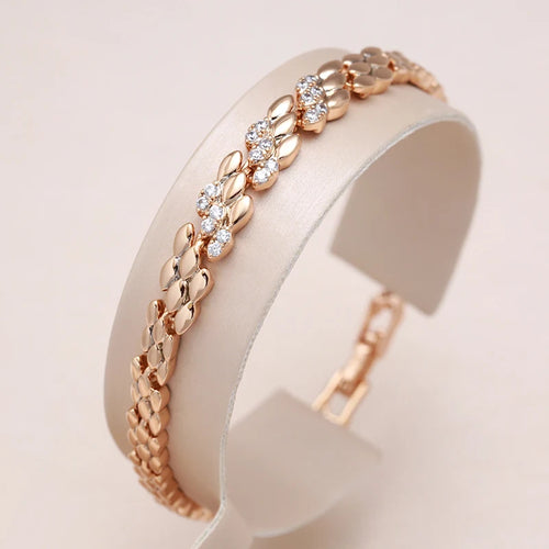 Rose Gold Zircon Pavé Link Bracelet - SEIYI