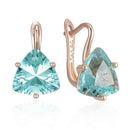 Rose Gold Light Blue Triangle Zircon Drop Earrings