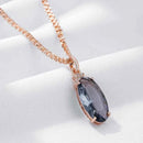 Rose Gold Smoky Gray Oval Zircon Pendant Necklace