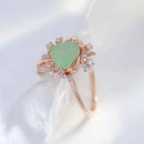 Triangular Green Zircon with Clear Halo Ring
