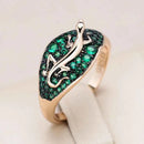 Rose Gold Green Zircon Lizard Cocktail Ring