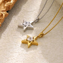 Halo Star Crystal Pendant Necklace - SEIYI