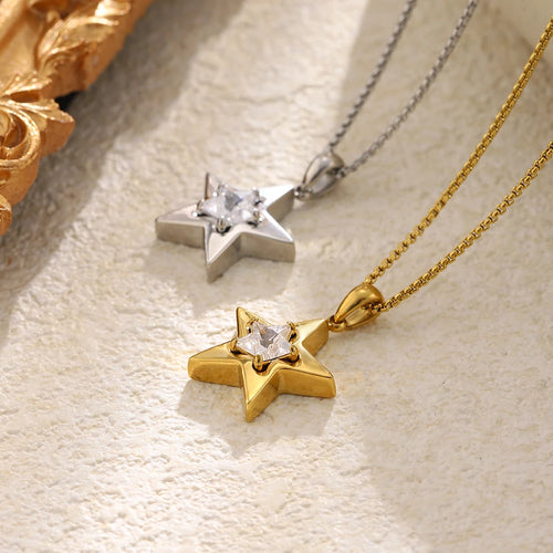 Halo Star Crystal Pendant Necklace - SEIYI