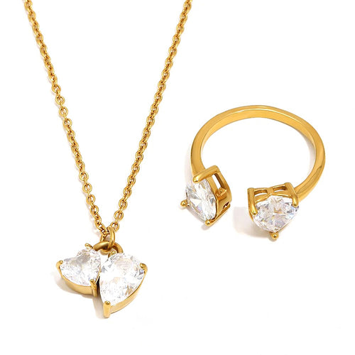 Dual Heart Crystal Jewelry Set - SEIYI
