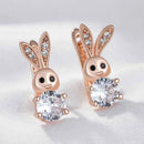Rose Gold Bunny Zircon Drop Earrings