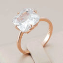 Solitaire Cushion-Cut White Zircon Ring
