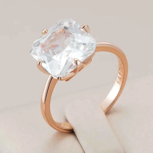 Solitaire Cushion-Cut White Zircon Ring