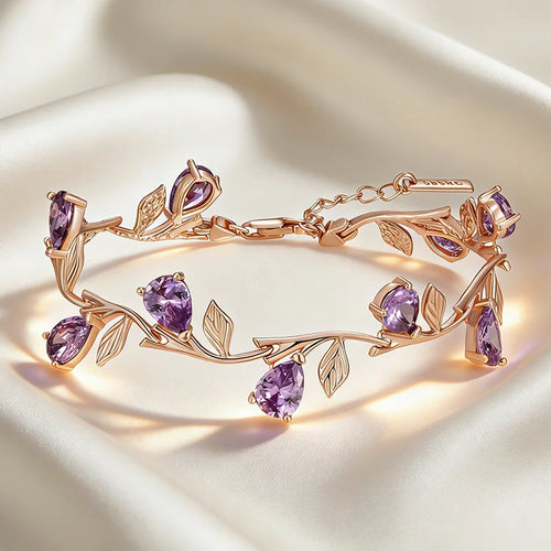 Purple Floral Branch Statement Bracelet - SEIYI