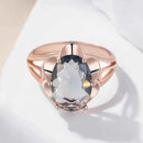 Rose Gold Grey Oval Zircon Cocktail Ring