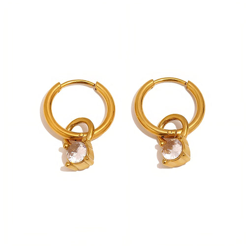 Double Loop Crystal Hoop Earrings - SEIYI