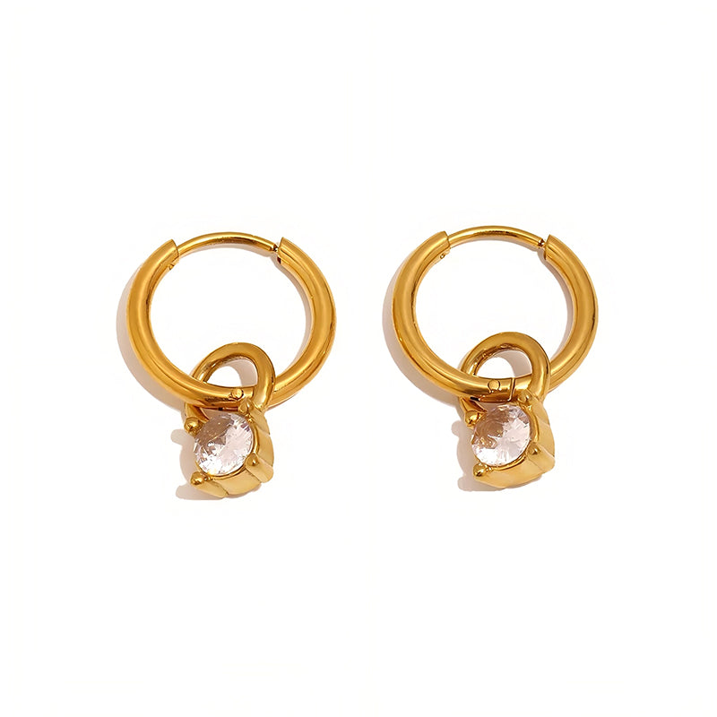 Double Loop Crystal Hoop Earrings - SEIYI