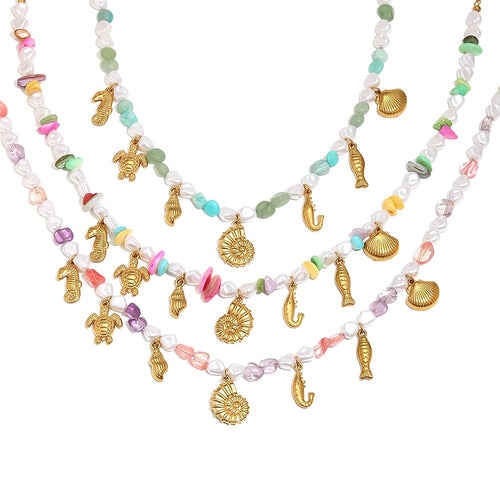 Marine Charm Mixed Bead Choker - SEIYI
