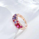 Vintage Purple & Red Zircon Cluster Rose Gold Ring