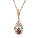 Rose Gold Multi-Color Teardrop Zircon Pendant Necklace
