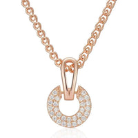 Pave C-Shape Zircon Pendant Necklace