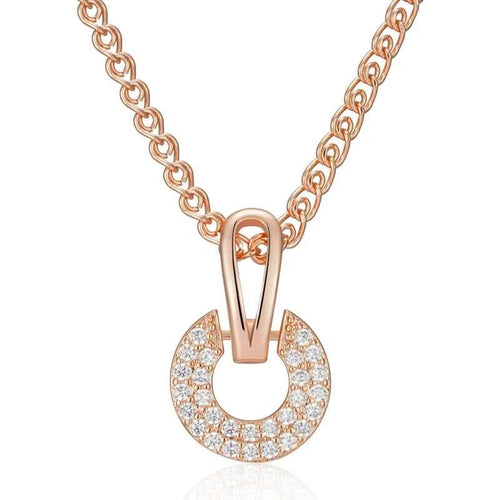 Pavé C-Shape Zircon Pendant Necklace