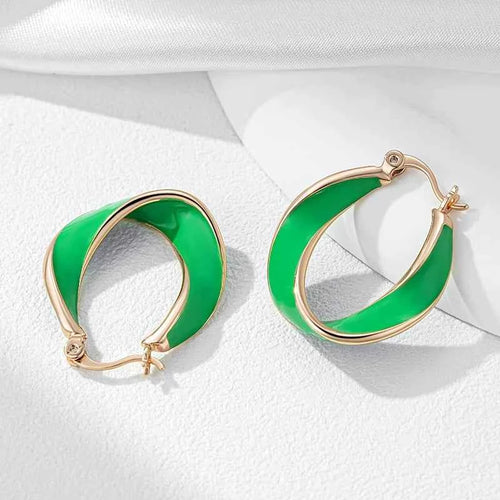 Rose Gold Twisted Enamel Hoop Earrings