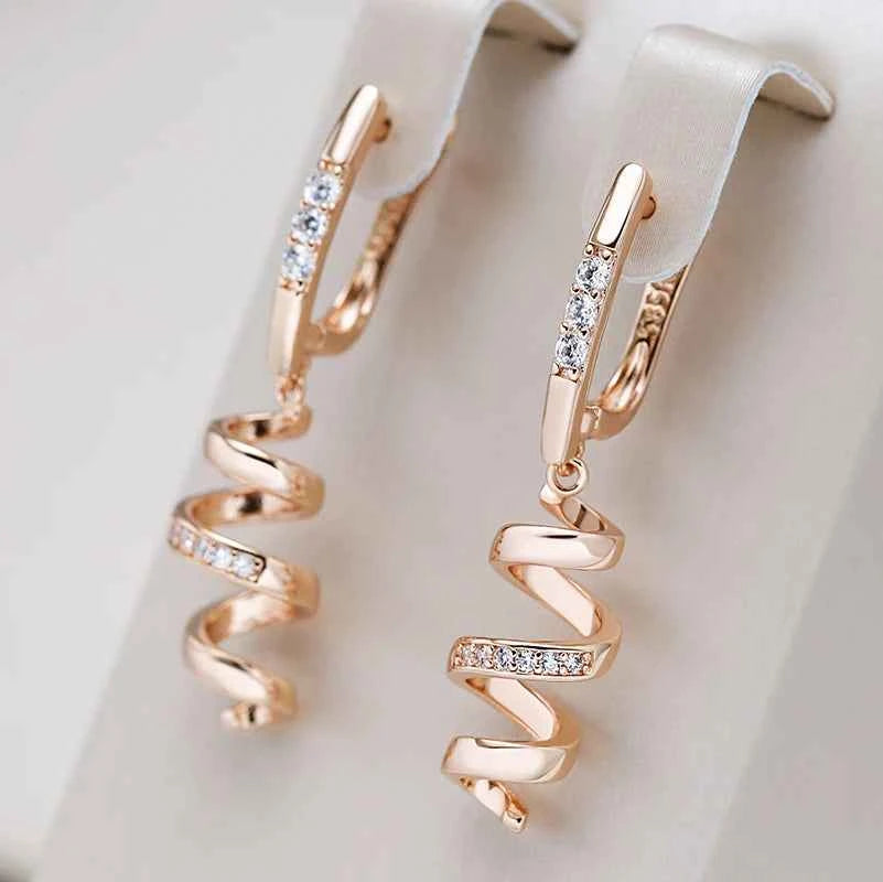 Natural Zircon Geometry Rotate Earrings