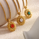 Sunflower Colored Zircon Pendant Necklace - SEIYI