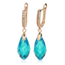 Rose Gold Blue Teardrop Zircon Drop Earrings