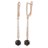 Rose Gold Black Zircon Linear Drop Earrings