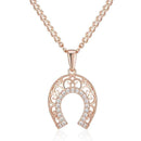 Ornate Horseshoe Zircon Pendant Necklace