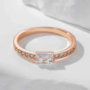 Emerald-Cut White Zircon Half-Eternity Ring