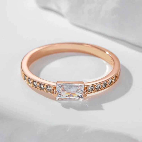 Emerald-Cut White Zircon Half-Eternity Ring