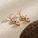 Floral Heart Crystal Drop Earrings - SEIYI