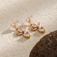 Floral Heart Stone Drop Earrings