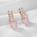 Rose Gold Pink Zircon Heart Drop Earrings