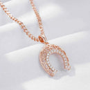 Ornate Horseshoe Zircon Pendant Necklace