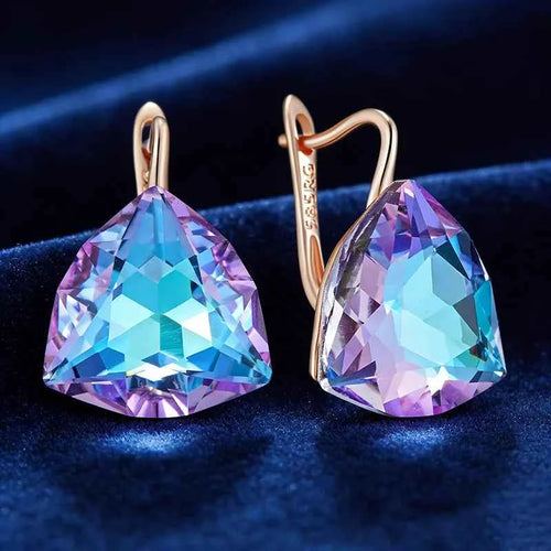 Rose Gold Ombré Triangle Zircon Drop Earrings