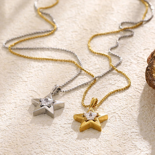 Halo Star Crystal Pendant Necklace - SEIYI