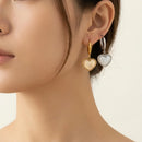 Iridescent Heart Drop Hoop Earrings - SEIYI